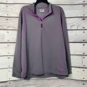 Under Armour AllSeasonGear 1/4 Zip Pullover Women’s Size Large Gray Purple Loose